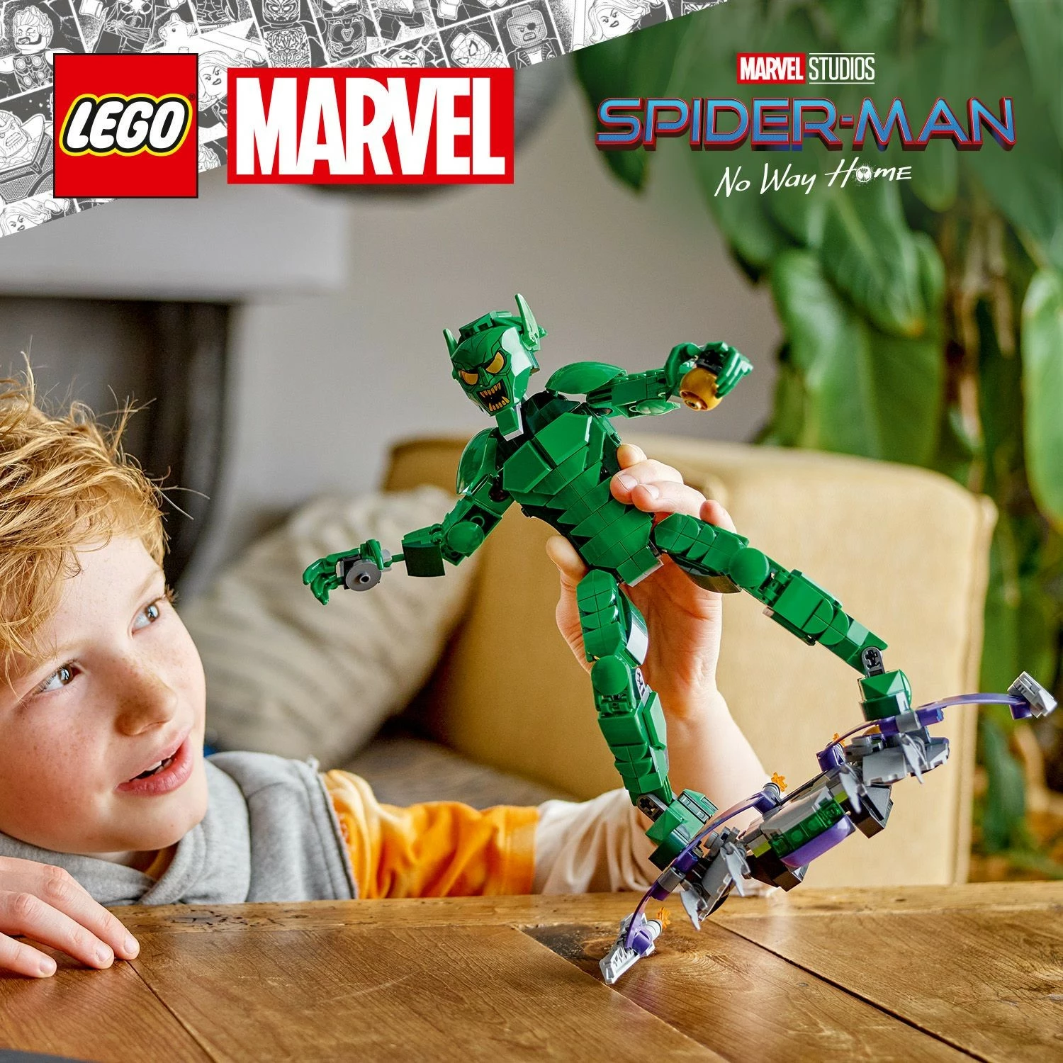 Set ndërtimi LEGO Marvel Green Goblin 76284, figurë ndërtuese, shumëngjyrëshe