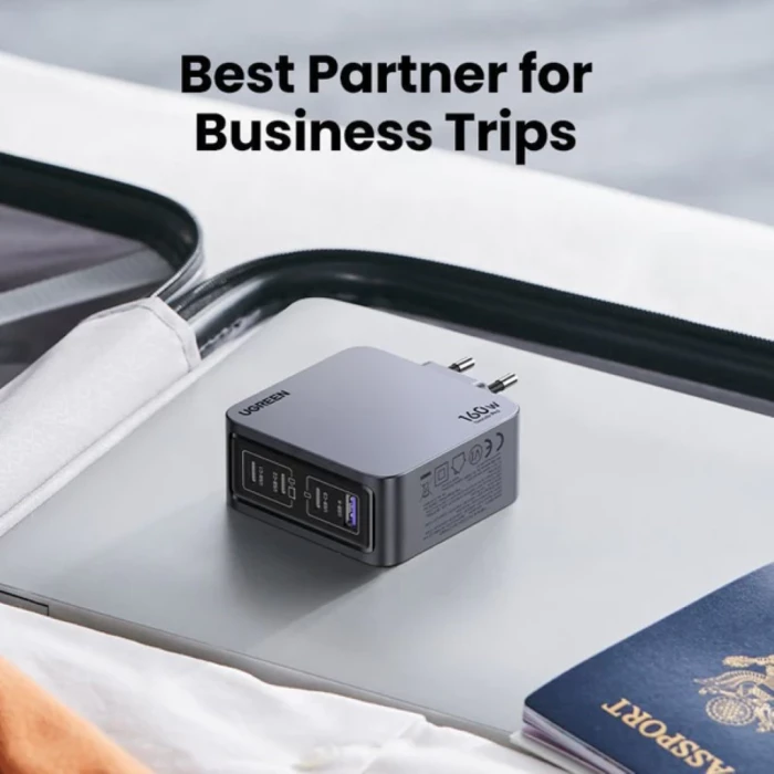 Karikues USB UGREEN Nexode Pro 25877 160W 4-port GaN PD 3.1, me kabllo USB-C 1.5m 240W, gri