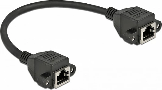 Kabllo zgjatëse rrjeti DeLOCK Cat6a S/FTP, RJ45 femër-femër, 0.25 m, e zezë