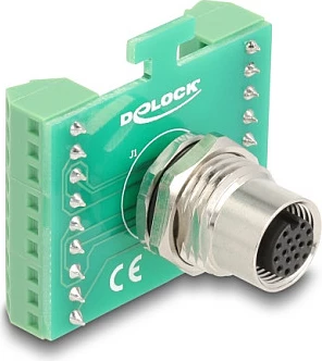 Adapter modul DeLOCK M12 17-pin A-coded në terminal block 18-pin, femër/femër, i gjelbër