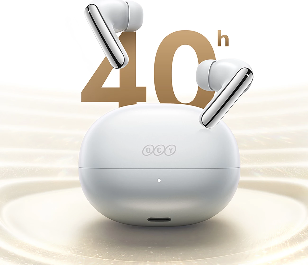 Kufje TWS QCY MeloBuds N20, ANC hibrid 50 dB, Bluetooth 6.0, 40 h, të bardha, set me kuti karikimi