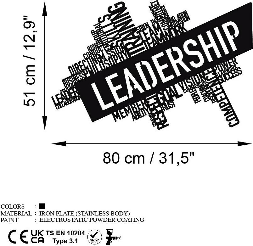 Aksesor dekorativ metalik për mur, Wallity, Leadership, ngjyrë e zezë