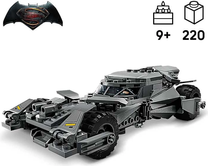 Set ndërtimi LEGO DC Batmobile Batman v Superman 76331, 220 copë, 1 minifigurë Batman, gri