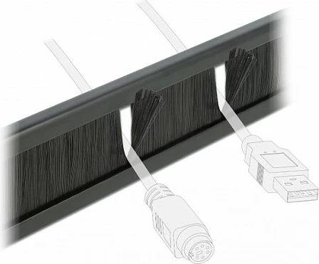 Panel me furçë për menaxhim kabllosh DeLOCK 10", 2U, tool-free, i zi
