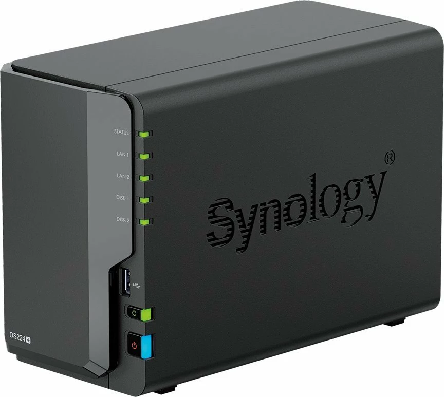 Server NAS Synology DiskStation DS224+ 2-bay, Intel Celeron J4125, 2GB DDR4, 2x1GbE, pa disqe, i zi/gri