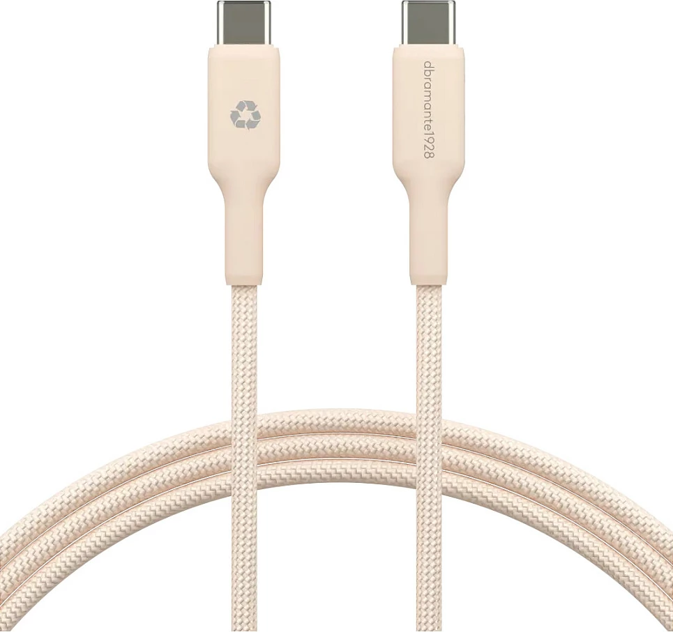 Kabllo USB-C dbramante 1928 re-charge, USB-C në USB-C, 1.5m, e thurur, Power Delivery 60W, bezhë