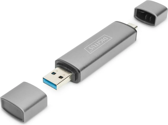 Lexues kartelash Digitus DA-70886, 3 porta, USB Type C/USB 3.0, alumini, Gri