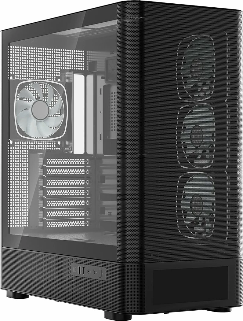 Kasë Modecom Volcano AQ500 ARGB Midi Tower (MC-A-AQ500-4FA-B), 4x120mm ARGB, USB-C, e zezë
