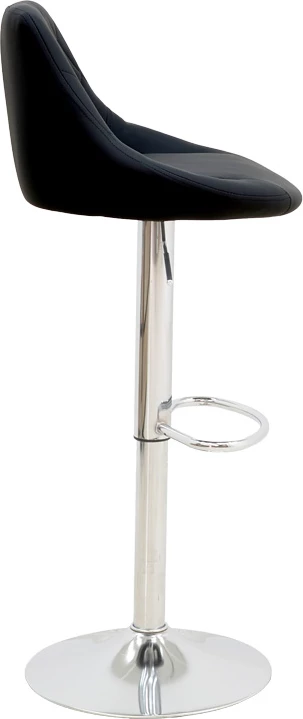 Karrige për bar Boronez, lartësi e rregullueshme, lëkurë artificiale e zezë, bazë kromi, 47x49x112cm, set prej 2 copash