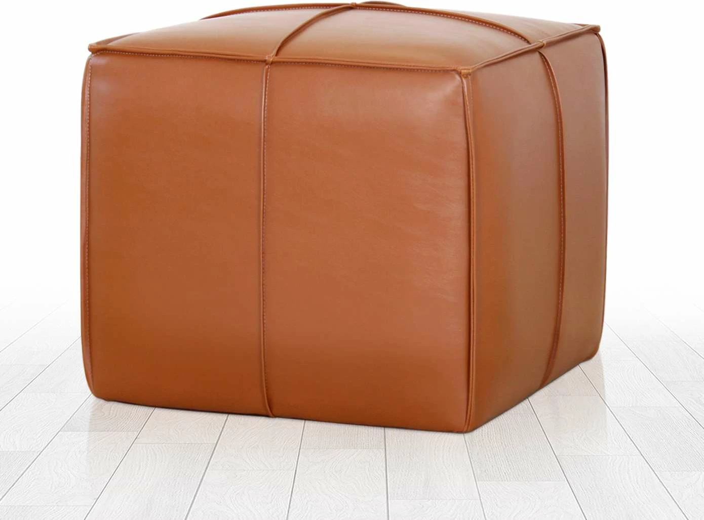 Puf lëkure PU, ngjyrë tan, Atelier del Sofa, Ottowel