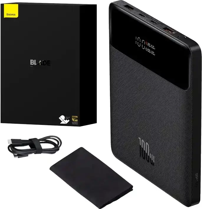 Powerbank Baseus Blade, 20000mAh, 100W, 2xUSB, 2xUSB-C, e zezë
