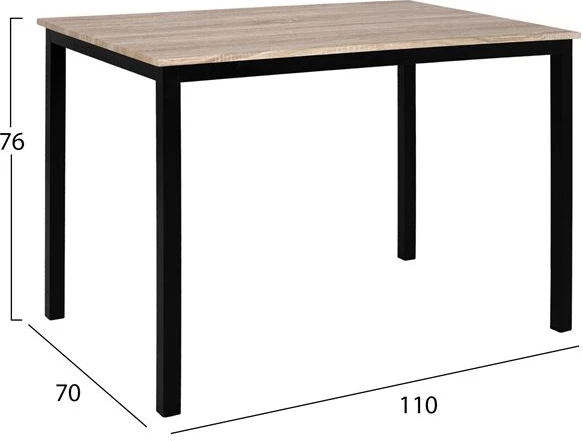 Set tavolinë me karrige 5 pjesë FH10339 me sipërfaqe tavoline sonama dhe këmbë të zeza 110x70x76cm