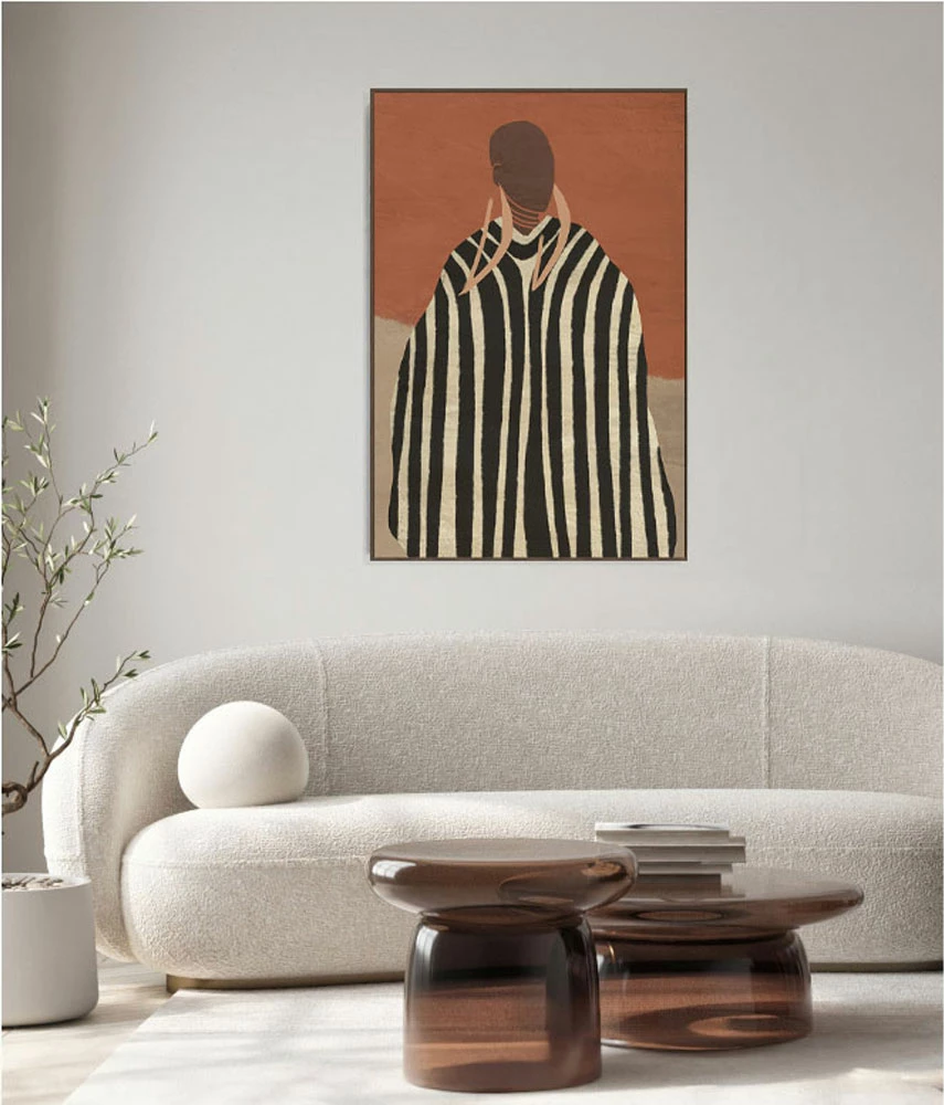 Pikturë dekorative me kornizë, 80x120x4.3cm, kanavacë, ngjyrë terrakote, bezhë, kafe