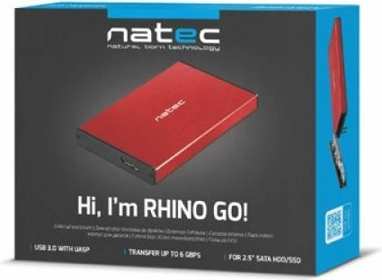 Kutia për hard disk të jashtëm NATEC Rhino Go NKZ-1279, e kuqe