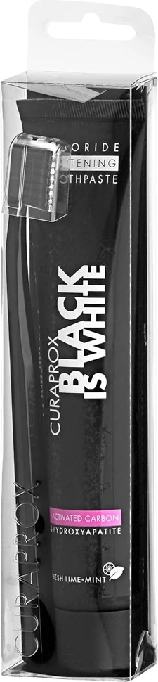 Set pastë dhëmbësh dhe furçë dhëmbësh Curaprox Black Is White, 90ml
