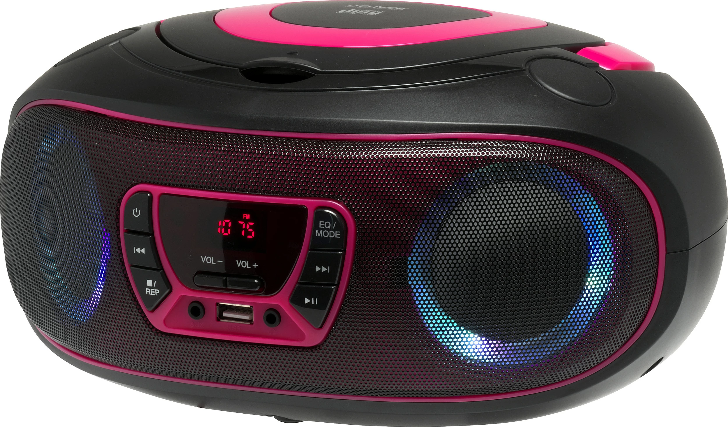 CD player portativ Denver TCL-212BT, Bluetooth, USB, FM, MP3, zi/rozë