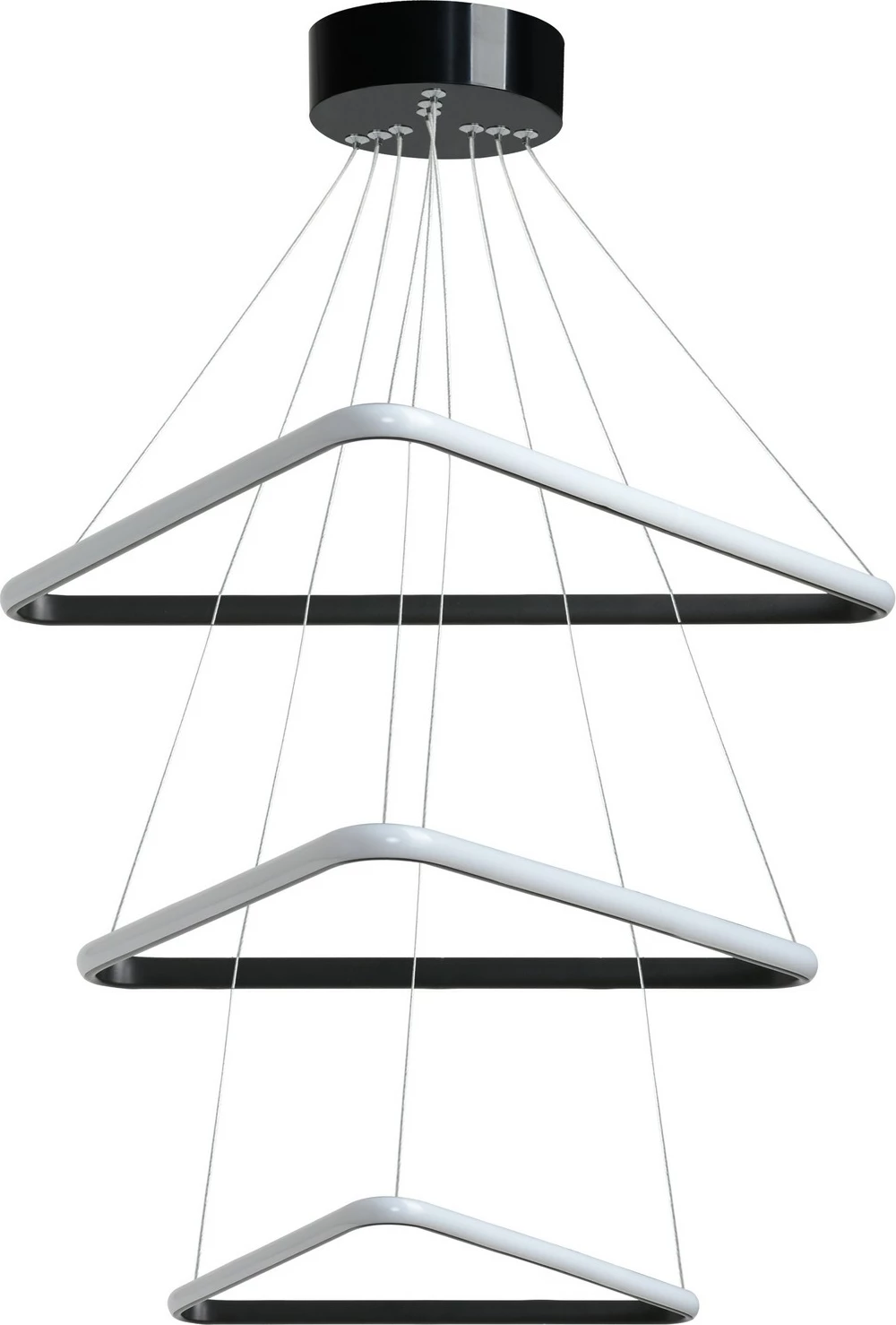 Llambë tavani Opviq Trinity Triangle set, trup i zi, dritë e bardhë