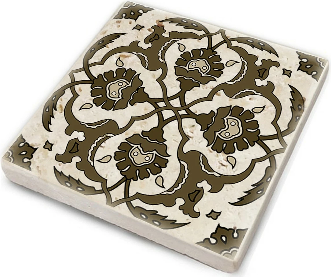 Nënkupa guri natyral Hermia, shumëngjyrëshe, TAB368883734, set prej 4 copësh, 10x10x1cm