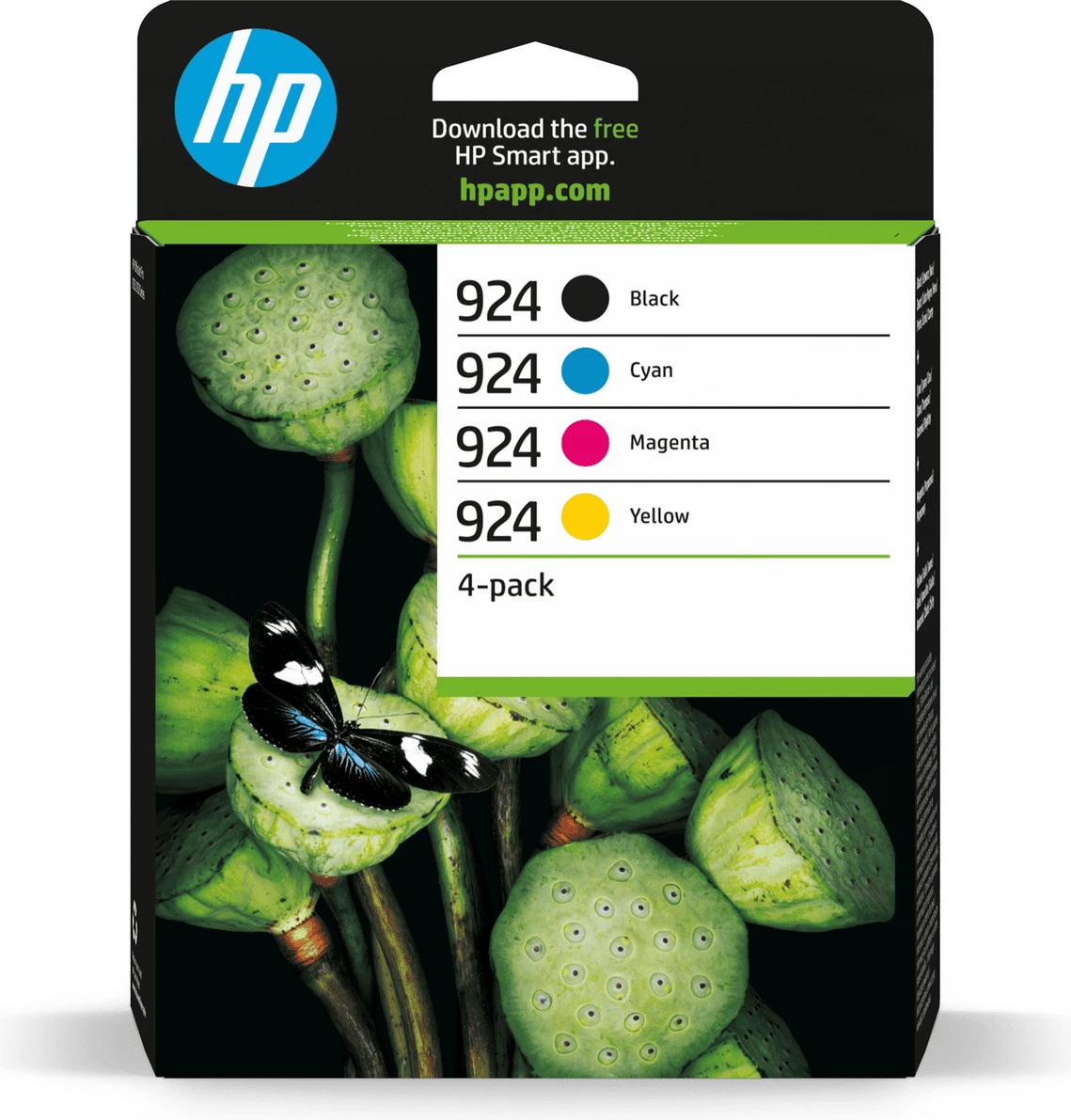 Set kartushësh boje, HP, 924 (6C3Z1NE), standard, Black/Cyan/Magenta/Yellow, 4-pack