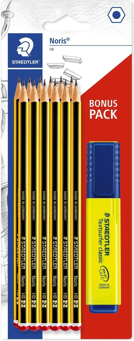 Set lapsa STAEDTLER 120 BK12P1, HB, 12 copë, highlighter verdhë