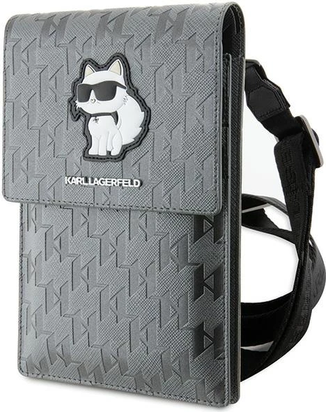 Mbështjellës Karl Lagerfeld KLWBSAKHPCG Saffiano Monogram Choupette, argjendtë