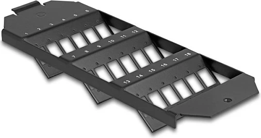 Mbajtëse montimi fibër optike DeLOCK, 18 porta SC Simplex/LC Duplex, metal, e zezë