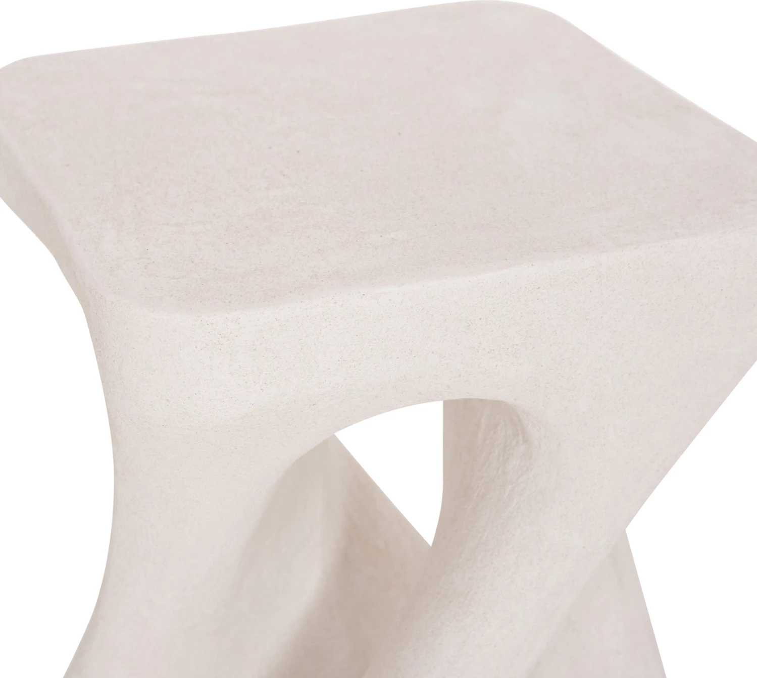 Stool katror SANTORINI, polirezine, ngjyrë off-white, 30x30x45cm