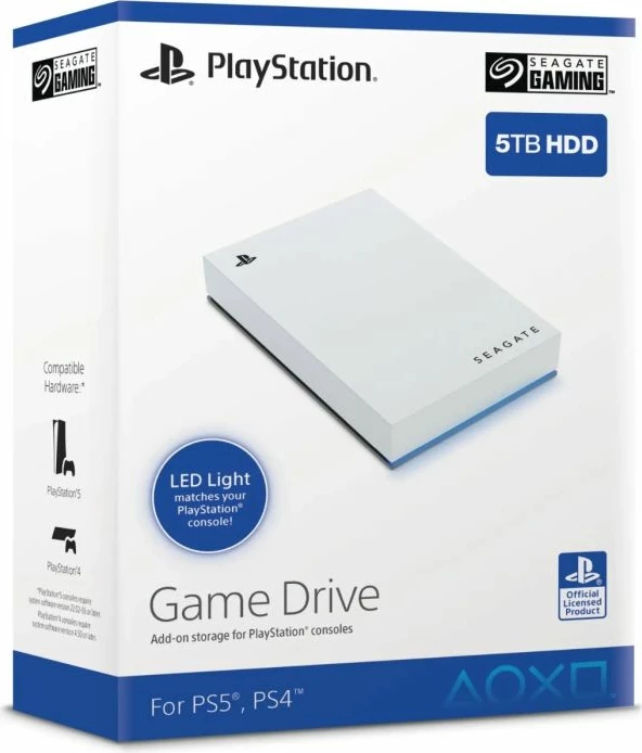 Hard disk ekstern Seagate Game Drive STLV2000201 2TB 2.5\" USB 3.2 për PS5/PS4, i bardhë