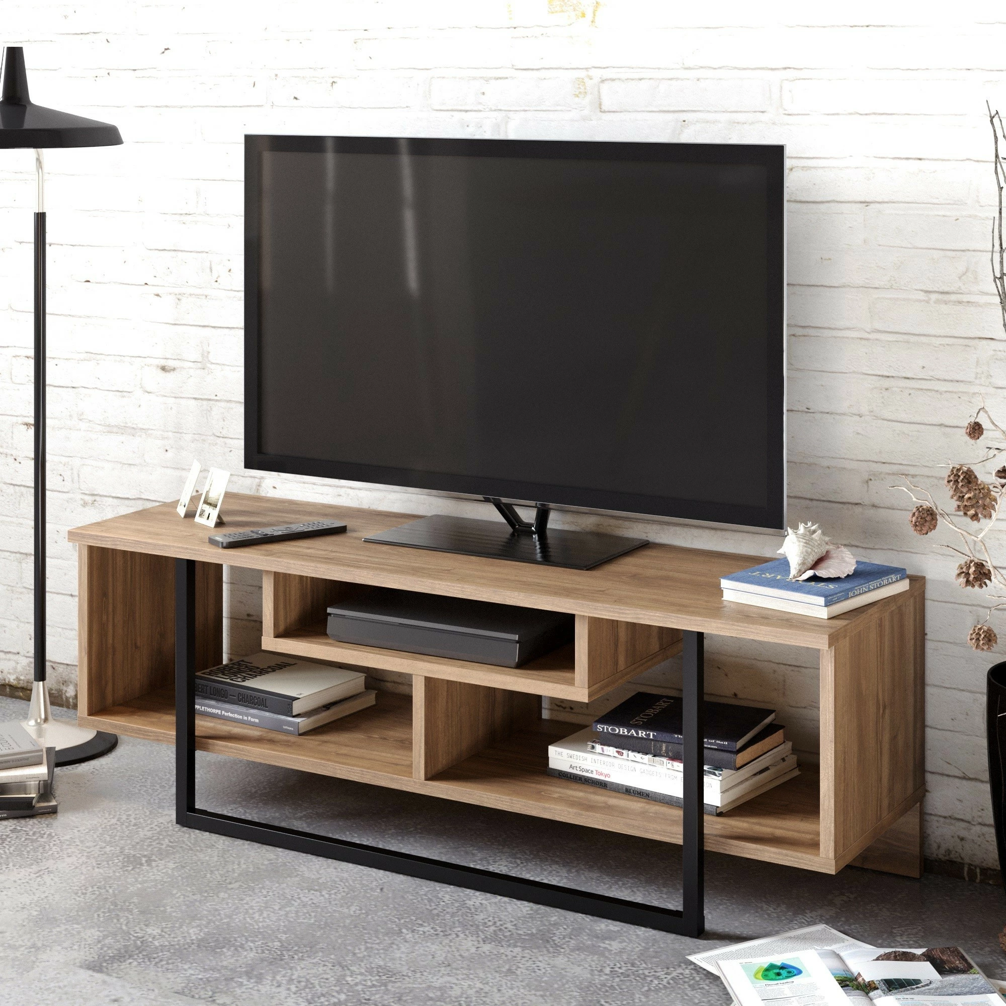 Komodë TV Hanah Home, Asal (120), ngjyrë arre, e zezë