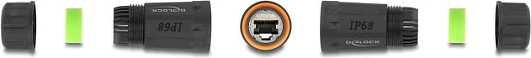 Adapter lidhës RJ45 DeLOCK Cat.6A, femër-femër, IP68, M20, i zi