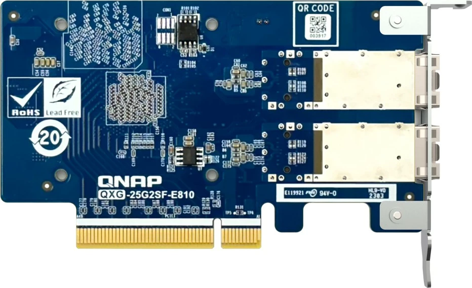 Kartë rrjeti QNAP QXG-25G2SF-E810 2 porte 25GbE SFP28 PCIe Gen4 chipset Intel E810-XXVAM2 set me 3 shina montimi