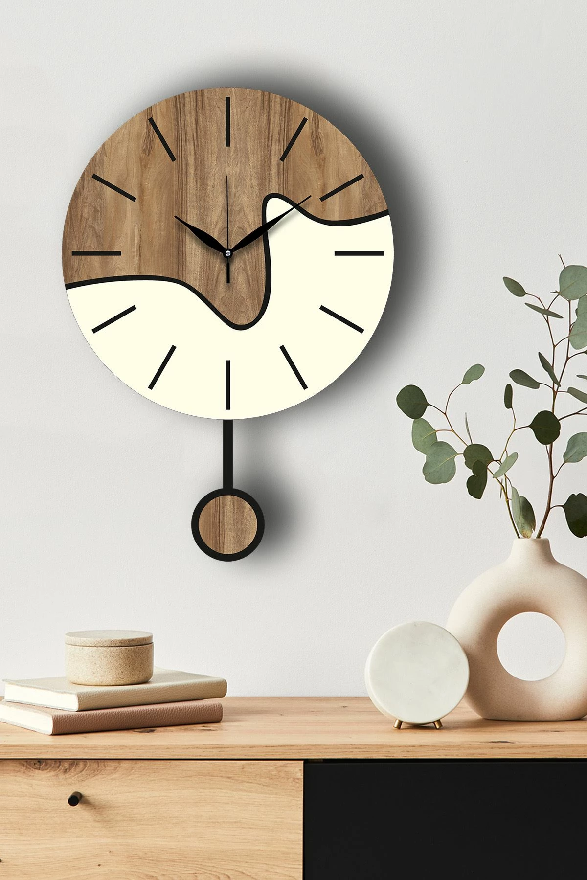 Orë muri dekorative Wallity, ngjyrë arrë dhe krem, Vlnt109kr
