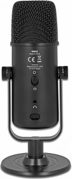 Mikrofon USB DeLOCK, dy kapsula, dalje 3.5 mm për kufje, kontroll volumi, Quick-Mute, i zi