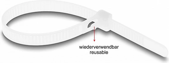 Lidhëse kabllosh DeLOCK Hook & Loop 200 x 7.2 mm, 100 copë, të bardha