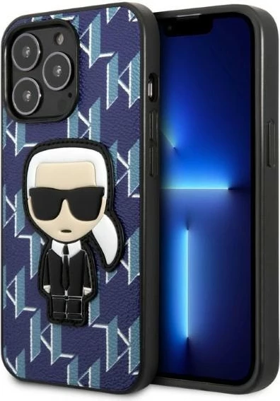 Mbështjellës Karl Lagerfeld KLHCP13LPMNIKBL për iPhone 13/13 Pro, hardcase, Monogram Ikonik Patch, Blu