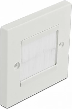 Kapak muri për menaxhim kabllosh DeLOCK 86x86 mm, me furça najloni, pa vida, i bardhë