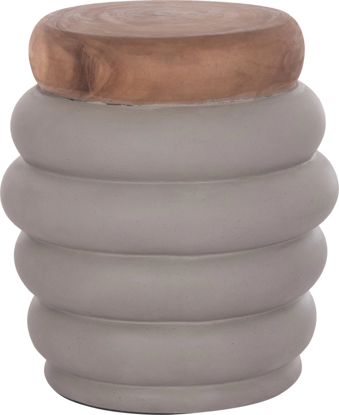 Tavolinë anësore PUFFAT, fibër-cement gri, sipërfaqe dru tik, FH18172.03, 45x46cm