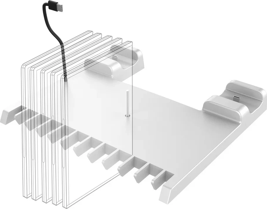 Stendë multifunksionale Nacon Full and Storage Stand për PS5, bardhë/zi