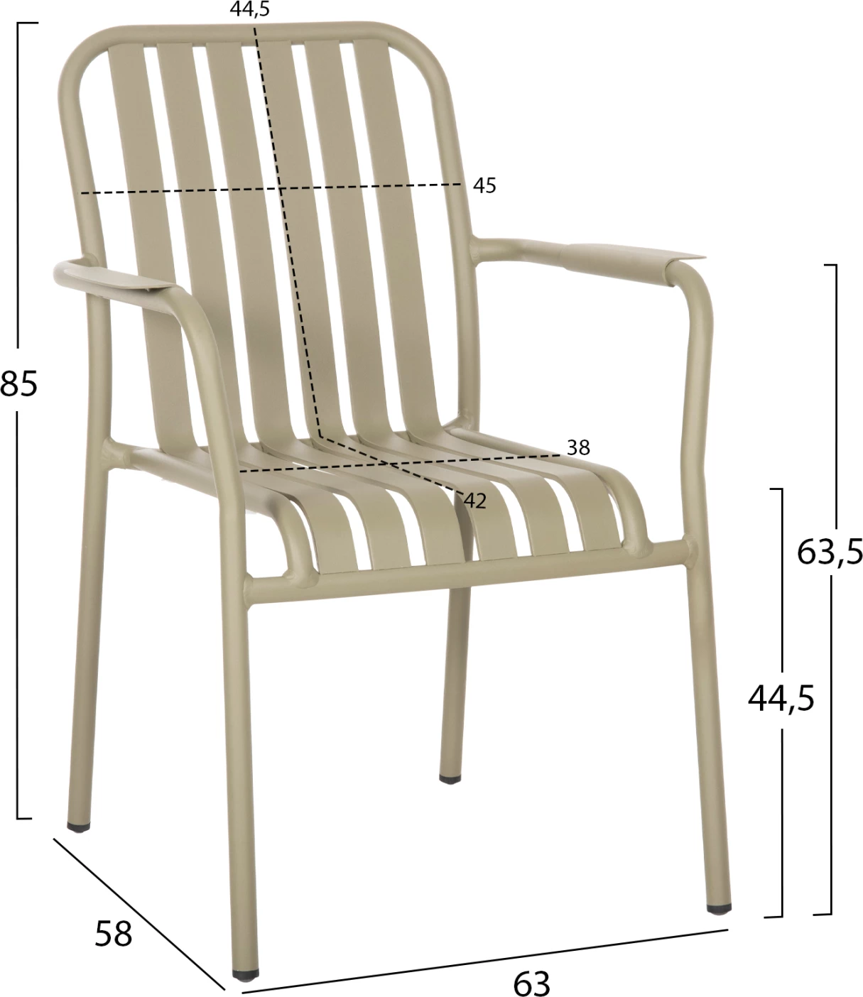 Karrige alumini RACHEL, ngjyrë ulliri e errët, FH6088.07, 63x58x85H cm