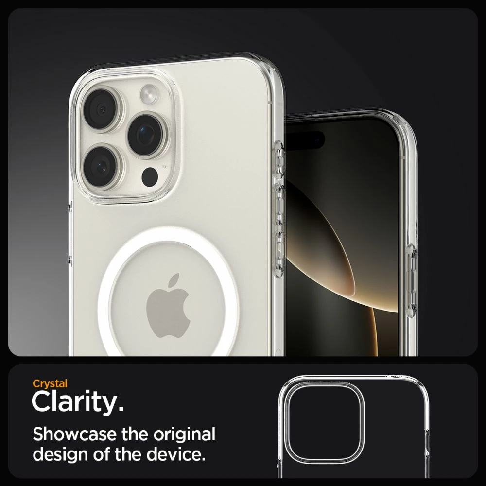 Mbështjellës, Spigen Liquid Crystal Mag MagSafe për iPhone 16 Pro, TPU i hollë me airbag në qoshe, kompatibil me karikim MagSafe, transparent