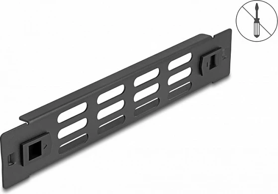 Panel i verbër i ventiluar DeLOCK 10" 1U, montim pa vegla, i zi