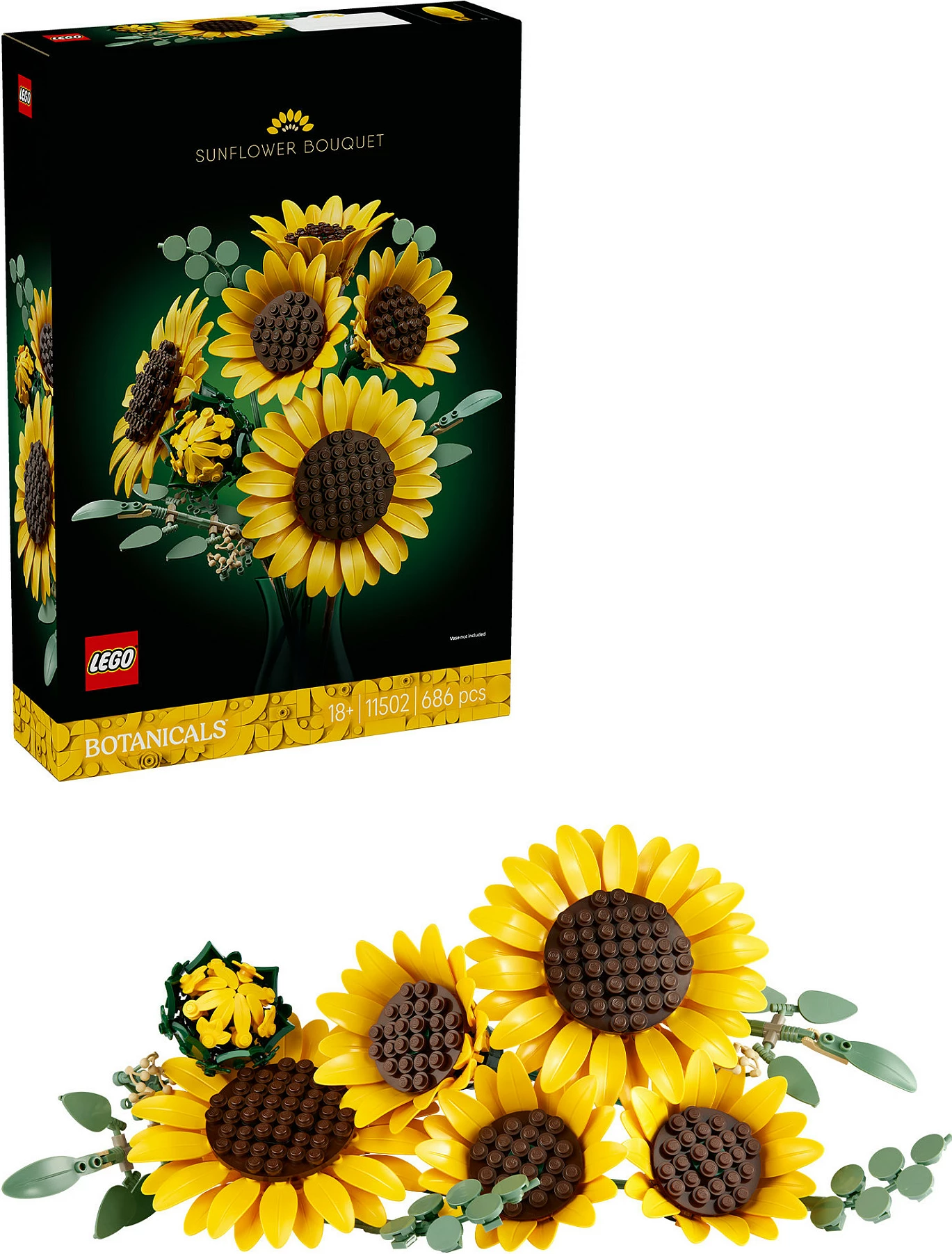Set ndërtimi LEGO Botanicals Sunflower Bouquet 11502, 686 copë, 18+, shumëngjyrësh