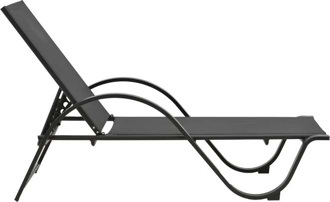 Shezlong me krahë, alumini dhe tekstilene, ngjyrë gri e errët, 200x62x35