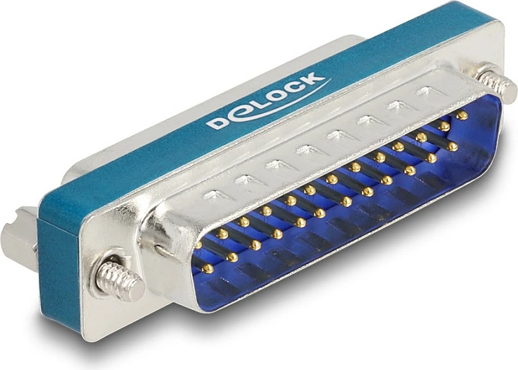 Adapter filtër EMI/HF DeLOCK D-Sub 25-pin mashkull në femër, low-pass induktiv, blu/argjend