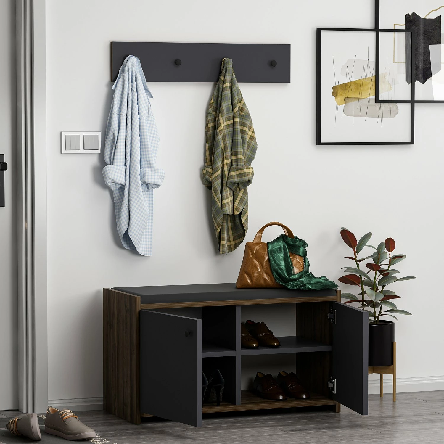 Dollap këpucësh Hanah Home, Zen, antracit