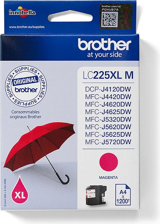 Kasetë ngjyrash Brother LC225XLM, Magenta, 1200 faqe