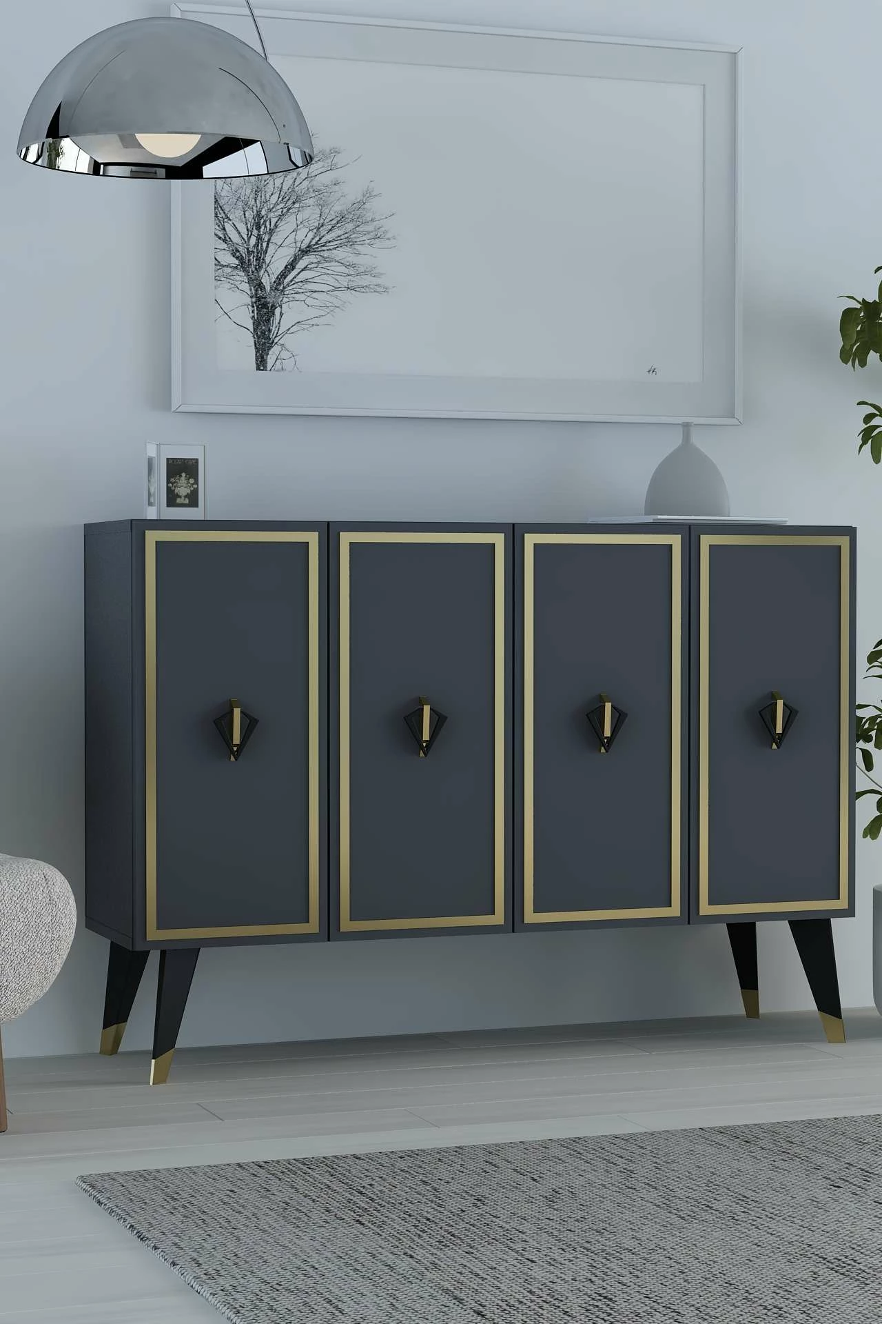 Konsol Skye Decor, anthracite, e zezë, e artë, 8176KM-32