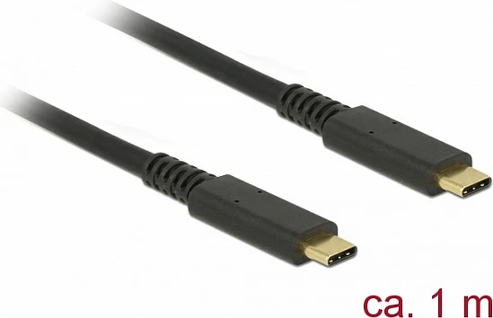 Kabllo USB-C DeLOCK, USB-C në USB-C, 10 Gbps, PD 60 W, 1 m, e zezë