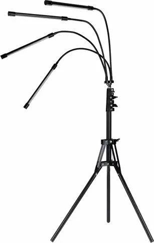 Llambë LED grow për bimë Gardlov 19388, 80 LED, 4 panele, me tripod, USB, timer, e zezë, set 4 copë
