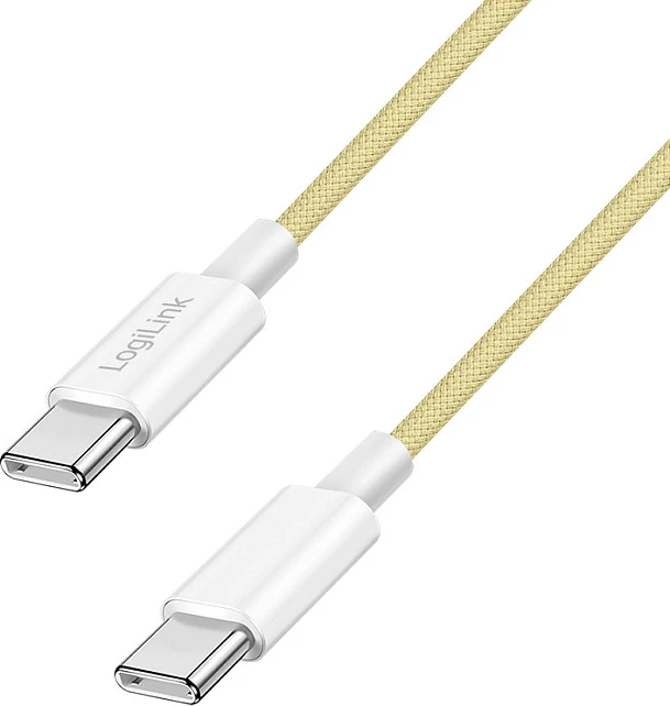 Kabllo USB-C LogiLink, USB 2.0 C në C, 1 m, 60W, 480 Mbps, najlon, e verdhë
